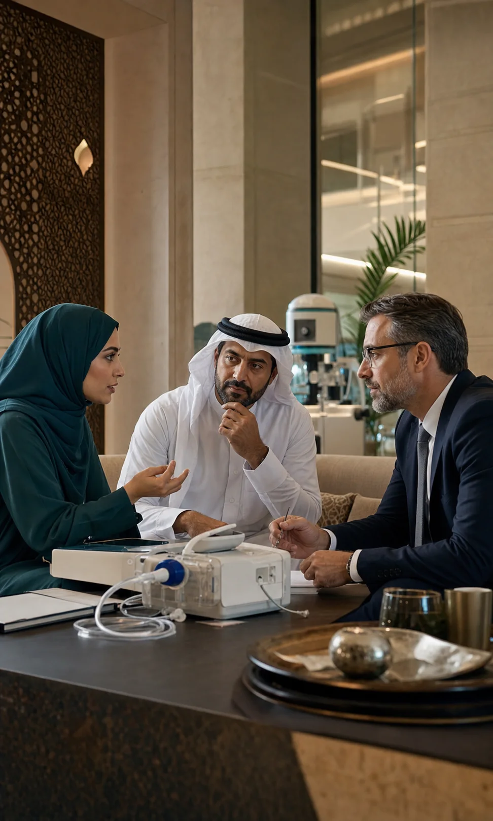 Regional healthcare partners discussing a medical product